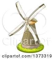 Poster, Art Print Of Windmill With Grass
