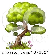 Poster, Art Print Of Tree With Mushrooms And Grass