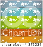 Poster, Art Print Of Background Of White St Patricks Day Shamrock Clovers On Different Colored Lines