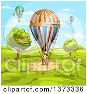 Poster, Art Print Of Girl In A Hot Air Balloon In A Rural Landscape