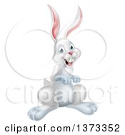 Clipart Of A Happy White Easter Bunny Rabbit Royalty Free Vector Illustration by AtStockIllustration
