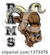 Snarling Ram Head Mascot With Text