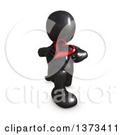 Poster, Art Print Of 3d Black Man Holding A Love Heart On A White Background