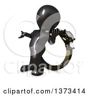 3d Black Man Presenting And Leaning Against An Engagement Ring On A White Background