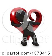 Poster, Art Print Of 3d Black Man Hugging A Love Heart On A White Background