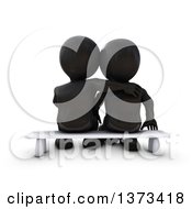 Poster, Art Print Of Rear View Of A 3d Black Couple Sitting On A Bench On A White Background