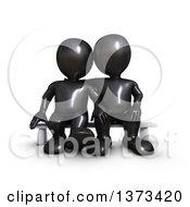 Poster, Art Print Of 3d Black Couple Sitting On A Bench On A White Background