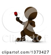 Poster, Art Print Of 3d Romantic Brown Man Holding Out A Rose On A White Background