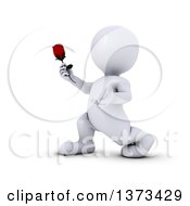 Poster, Art Print Of 3d Romantic White Man Holding Out A Rose On A White Background