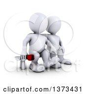 Poster, Art Print Of 3d White Man Holding A Rose And Sitting Next To His Love On A White Background