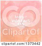 Clipart Of A Happy Valentines Day Greeting On A Heart Over Watercolour Royalty Free Vector Illustration