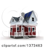 Poster, Art Print Of 3d House With Solar Panels On The Roof On A White Background