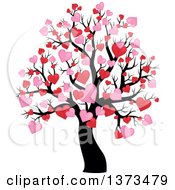 Poster, Art Print Of Valentines Day Tree With Pink And Red Heart Foliage
