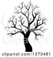 Clipart Of A Bare Black Silhouetted Tree Royalty Free Vector Illustration