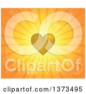 Clipart Of A Golden Valentines Day Heart Burst Royalty Free Vector Illustration