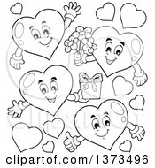 Poster, Art Print Of Black And White Valentine Heart Characters