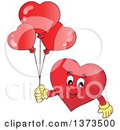 Poster, Art Print Of Valentine Heart Character Holding Balloons