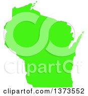 Clipart Of A Lyme Disease Awareness Lime Green Colored Silhouetted Map Of The State Of Wisconsin United States Royalty Free Vector Illustration