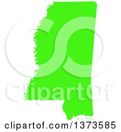 Poster, Art Print Of Lyme Disease Awareness Lime Green Colored Silhouetted Map Of The State Of Mississippi United States