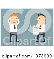 Clipart Of A Flat Design White Business Man Watching His Partner Tear Up A Contract On Blue Royalty Free Vector Illustration by Vector Tradition SM