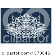 Clipart Of A White Henna Lotus Flower On Blue Royalty Free Vector Illustration by Vector Tradition SM