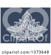 Poster, Art Print Of White Henna Lotus Flower On Blue