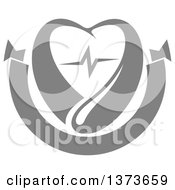Clipart Of A Gray Blood Drop With A Heart And Graph Over A Blank Banner Royalty Free Vector Illustration