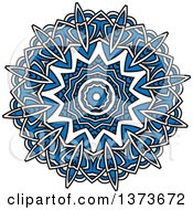 Clipart Of A Blue And White Kaleidoscope Flower Royalty Free Vector Illustration