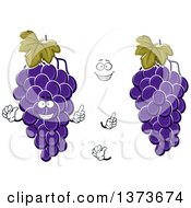 Clipart Of A Cartoon Face Hands And Purple Grapes Royalty Free Vector Illustration