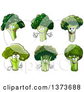 Clipart Of Cartoon Broccoli Characters Royalty Free Vector Illustration