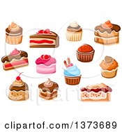 Clipart Of Cakes And Cupcakes Royalty Free Vector Illustration