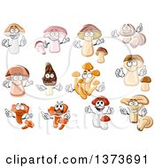 Clipart Of Mushroom Characters Royalty Free Vector Illustration