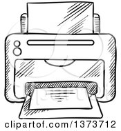Poster, Art Print Of Black And White Sketched Desktop Printer