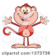 Poster, Art Print Of Happy Red Monkey Mascot With Open Arms
