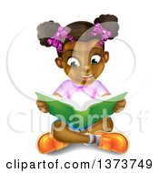 Clipart Of An Amazed Black Girl Sitting On The Floor And Reading A Book With Light Glowing From The Pages Royalty Free Vector Illustration by AtStockIllustration