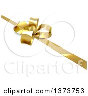 Poster, Art Print Of 3d Gold Christmas Birthday Or Other Holiday Bow And Ribbon On A Gift Over Shaded White