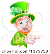 Poster, Art Print Of Cartoon Happy St Patricks Day Leprechaun Pointing Around A Sign