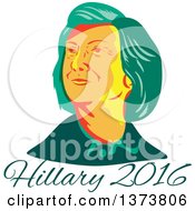Poster, Art Print Of Retro Wpa Styled Portrait Of Democratic Presidential Nominee Hillary Clinton Over Text