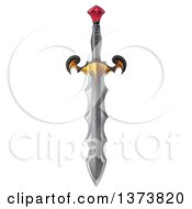 Poster, Art Print Of Fancy Elven Sword With A Ruby And Wings On A White Background