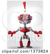 Poster, Art Print Of Surprised Red Robot With An Exclamation Point On A Gradient Background
