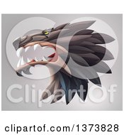 Poster, Art Print Of Fierce Wolf Head In Profile On A Gradient Background