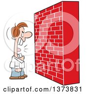 Poster, Art Print Of Mad White Man Screaming At A Brick Wall