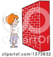 Mad White Woman Screaming At A Brick Wall