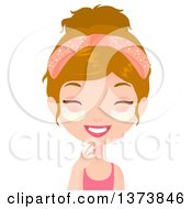 Poster, Art Print Of Happy Dirty Blond White Girl Giggling And Getting An Under Eye Beauty Treatment At A Spa