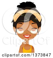 Clipart Of A Happy Black Girl Giggling And Getting An Under Eye Beauty Treatment At A Spa Royalty Free Vector Illustration