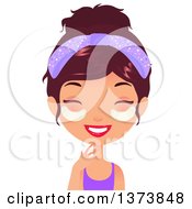 Clipart Of A Happy Brunette White Girl Giggling And Getting An Under Eye Beauty Treatment At A Spa Royalty Free Vector Illustration by Melisende Vector