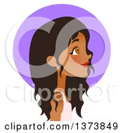 Beautiful Black Girl With Long Hair Facing Right In Profile Over A Purple Circle