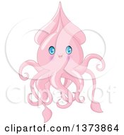 Clipart Of A Cute Pink Baby Squid With Blue Eyes Royalty Free Vector Illustration by Pushkin