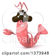 Clipart Of A 3d Pirate Shrimp On A White Background Royalty Free Illustration by Julos