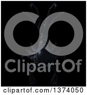 Clipart Of An Underground Alien Or Monster Descending On A Black Background Royalty Free Illustration